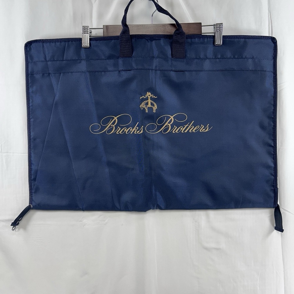Brooks Brothers Blue Garment Bag Travel Suit Cover Folding Zippered 44"